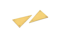 Gold Triangle Charm, 8 Gold Plated Brass Triangle Charms With 3 Holes (25x16mm) D0305