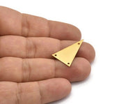Gold Triangle Charm, 8 Gold Plated Brass Triangle Charms With 3 Holes (25x16mm) D0305