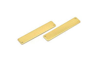Gold Rectangle Bar, 2 Gold Plated Brass Rectangle Stamping Blanks With 2 Holes , Necklace Pendants (50x10x0.80mm) D0294