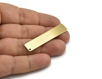 Gold Rectangle Bar, 2 Gold Plated Brass Rectangle Stamping Blanks With 2 Holes , Necklace Pendants (50x10x0.80mm) D0294