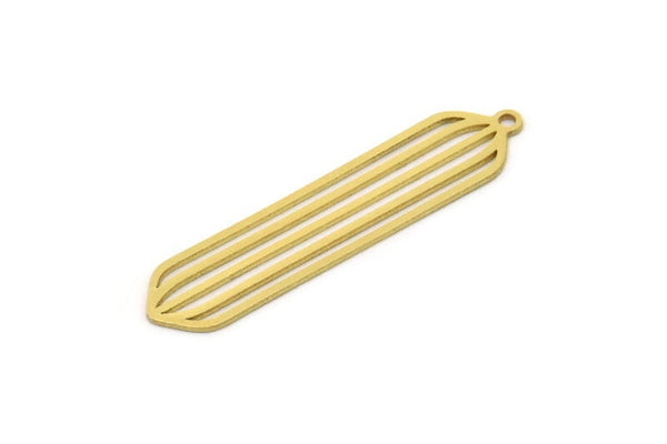 Brass Oval Charm, 8 Raw Brass Oval Charms With 1 Loop, Earring Charms (37x8x0.60mm) SMP0944 A3982