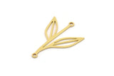 Brass Leaf Charm, 12 Raw Brass Leaf Charms With 2 Loops, Connectors (26x18x0.60mm) SMP0951 A6191