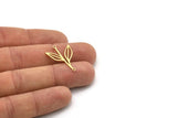 Brass Leaf Charm, 12 Raw Brass Leaf Charms With 2 Loops, Connectors (26x18x0.60mm) SMP0951 A6191