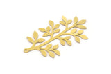 Brass Leaf Charm, 6 Raw Brass Branch Charms With 1 Loop, Charm Pendants (39x23x0.60mm) SMP0966 A5070