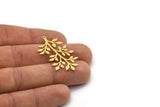 Brass Leaf Charm, 6 Raw Brass Branch Charms With 1 Loop, Charm Pendants (39x23x0.60mm) SMP0966 A5070
