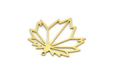 Brass Leaf Charm, 4 Raw Brass Plane Tree Leaf Charms With 1 Loop, Findings (30x32x0.60mm) SMP0648