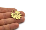 Brass Flower Charm, 4 Raw Brass Flower Shaped Charms With 1 Loop, Findings (36x28x0.60mm) SMP0649 A5280