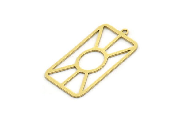 Brass Rectangle Charm, 6 Raw Brass Rectangle Charms With 1 Loop, Earrings, Pendants, Findings (31x15x0.60mm) SMP0668
