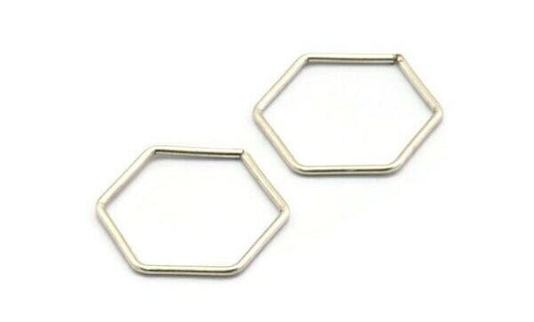 Silver Wire Connector, 6 Antique Silver Plated Brass Hexagon Wire Connectors, Pendants, Earring Findings (27x1.4mm) BS 2201
