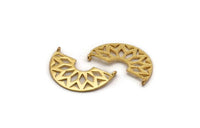 Ethnic Gold Pendant, Gold Plated Brass Semi Circle Pendant with 2 Loops (37x23x14x1 mm) N0281