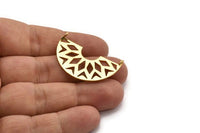 Ethnic Gold Pendant, Gold Plated Brass Semi Circle Pendant with 2 Loops (37x23x14x1 mm) N0281