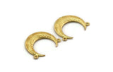 Gold Moon Charm, Gold Plated Brass Textured Horn Charm, Pendant, Jewelry Finding (27x8x3.30mm)  N0202