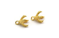 Dragon Claw Pendant, 2 Gold Plated Brass Dragon Claw Charms, Necklace Pendants (14x10mm) N0419