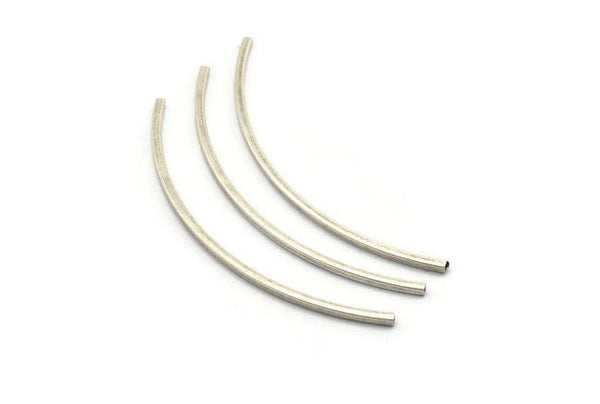 Silver Square Tube, 12 Antique Silver Plated Brass Square Tubes (77x2x2mm) BS 2210