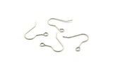 Silver Ear Wires, Earring Hooks, 50 Antique Silver Plated Brass Earring Setting for Pearl, Brass Findings, Crafts (19x16x0.7mm) BS 2135