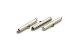 Silver Slide On End, 12 Antique Silver Plated Brass Slide On End Clasps for Seed Beads, Findings, Bracelets (26x4mm) BS 2122