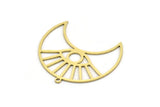 Brass Moon Charm, 4 Raw Brass Crescent Moon Charms With 1 Loop, Eye Charms, Findings (18x32x0.60mm) SMP0704