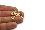 Brass Moon Charm, 4 Raw Brass Crescent Moon Charms With 1 Loop, Eye Charms, Findings (18x32x0.60mm) SMP0704