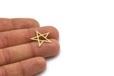 Brass Star Charm, 12 Raw Brass Star Charms With 1 Loop, Charm Pendants, Findings (21x21x0.60mm) SMP0708