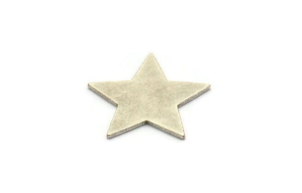 Silver Star Blank, 8 Antique Silver Plated Brass Tiny Star Blanks, Stamping Tags without Holes (22x1mm) BS 1859