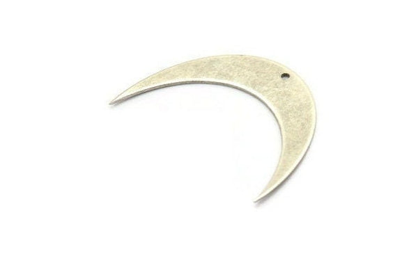 Moon Phase Blank, 4 Antique Silver Plated Brass Crescent Moon Blanks With 1 Hole (42x10x0.6mm) BS 2203