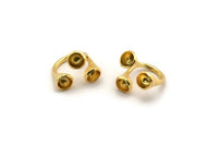 Adjustable Ring Settings - Gold Plated Brass Adjustable Ring with 3 Stone Setting - Pad Size 8mm N0349