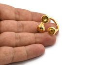 Adjustable Ring Settings - Gold Plated Brass Adjustable Ring with 3 Stone Setting - Pad Size 8mm N0349