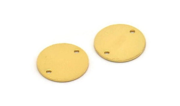 Gold Brass Tags, 2 Gold Plated Brass Tags With Two Holes, Stamping Tags (20x1mm) D0381--n0664