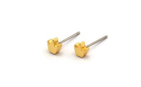 Lotus Shape Stud, 8 Stainless Steel Earring Posts With Gold Plated Brass Lotus Shape Stud, Ear Studs (5x15mm) E334