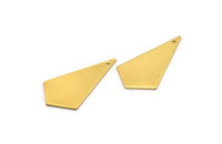 Gold Triangle Charm, 2 Gold Plated Brass Triangle Charms With 1 Holes (37x20x0.80mm) A1574