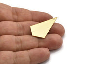Gold Triangle Charm, 2 Gold Plated Brass Triangle Charms With 1 Holes (37x20x0.80mm) A1574