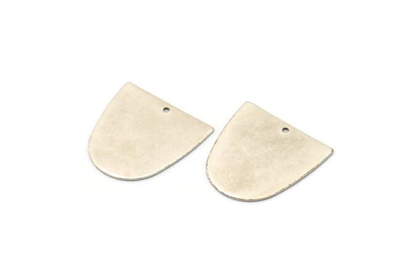 D Shaped Charm, 6 Antique Silver Plated Brass D Shaped Connectors With 1 Hole, Earrings, Findings (20x20x0.50mm) D0700