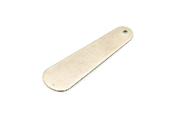 Silver Brass Charm, 2 Antique Silver Plated Brass Geometric Blanks With 1 Loop (45x14x0.80mm) D0178
