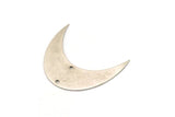 Moon Phase Blank, 2 Antique Silver Plated Brass Crescent Moon Blanks With 2 Holes (42x15x0.6mm) BS 2175