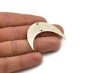 Moon Phase Blank, 2 Antique Silver Plated Brass Crescent Moon Blanks With 2 Holes (42x15x0.6mm) BS 2175