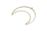 Silver Moon Charm, 4 Antique Silver Plated Brass Crescent Moon Charms With 1 Loop And 2 Holes (50x17x0.90mm) M845