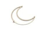 Silver Moon Charm, 4 Antique Silver Plated Brass Crescent Moon Charms With 1 Loop And 2 Holes (50x17x0.90mm) M845