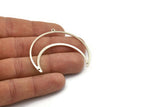 Silver Moon Charm, 4 Antique Silver Plated Brass Crescent Moon Charms With 1 Loop And 2 Holes (50x17x0.90mm) M845