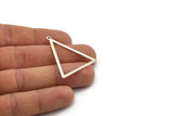 Silver Triangle Charm, 4 Antique Silver Plated Brass Triangle Charms With 1 Loop, Findings (39x30x1mm) BS 2351