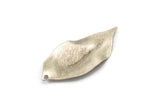 Silver Leaf Charm, 8 Antique Silver Plated Brass Textured Leaf Charm Earrings With 1 Hole, Pendants, Findings (35x16x0.40mm) D0687