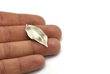 Silver Leaf Charm, 8 Antique Silver Plated Brass Textured Leaf Charm Earrings With 1 Hole, Pendants, Findings (35x16x0.40mm) D0687