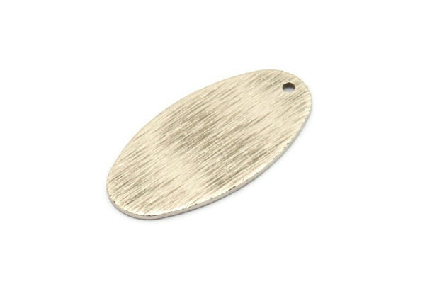 Silver Oval Charm, 4 Antique Silver Plated Brass Textured Oval Charms With 1 Hole, Findings (30x15x0.80mm) D0597