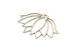 Silver Flower Charm, 6 Antique Silver Plated Brass Lotus Flower Charms With 1 Hole, Findings (40x28x0.60mm) A3958