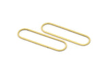 Brass Oval Charm, 24 Raw Brass Oval Rings, Connectors (50x13x1mm) D1288