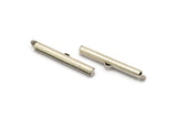 Silver Slide On End, 12 Antique Silver Plated Brass Slide On End Clasps for Seed Beads, Findings, Bracelets (35x4mm) BS 2076