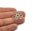 Silver Daisy Charm, 6 Antique Silver Plated Brass Daisy Charms With 1 Hole, Pendants, Earrings (25x0.80mm) D0616