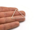 Silver Triangle Charm, 10 Antique Silver Plated Brass Open Triangle Ring Charms (38x1mm) D0544