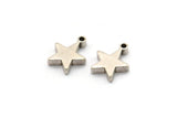 Silver Star Charm, 12 Antique Silver Plated Brass Star Charms With 1 Loop, Findings (10x8.5mm) BS 2027