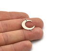 Silver Moon Charm, 12 Antique Silver Plated Brass Crescent Moon Charms With 1 Hole And 2 Loops, Findings (22x16.5x4.5x1mm) BS 2090