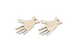 Silver Hand Charm, 8 Antique Silver Plated Brass Hand Charms With 1 Hole, Findings (25x17x0.80mm) D0612